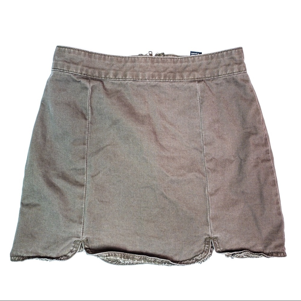 Forever 21 Cotton Mini Skirt Army Green Back Zip - Picture 1 of 4